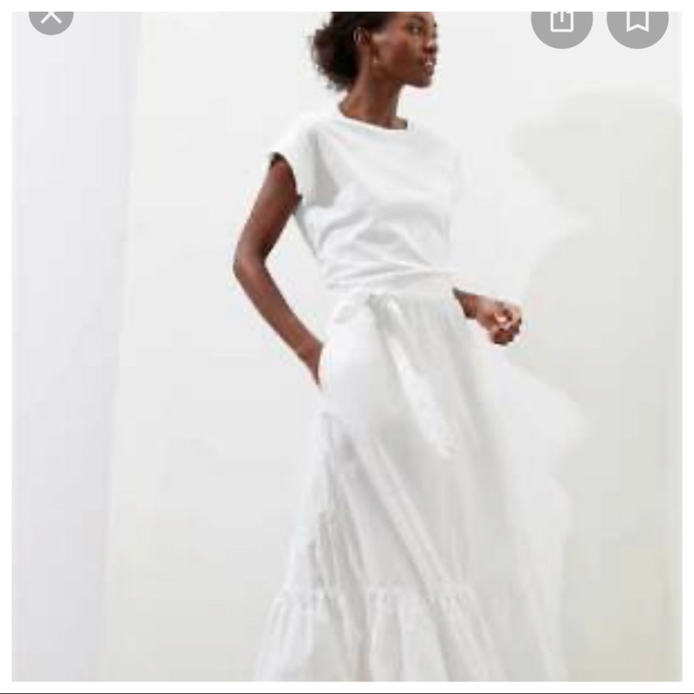 Banana Republic NWT White Flounce Organic Cotton Maxi Dress - Size M